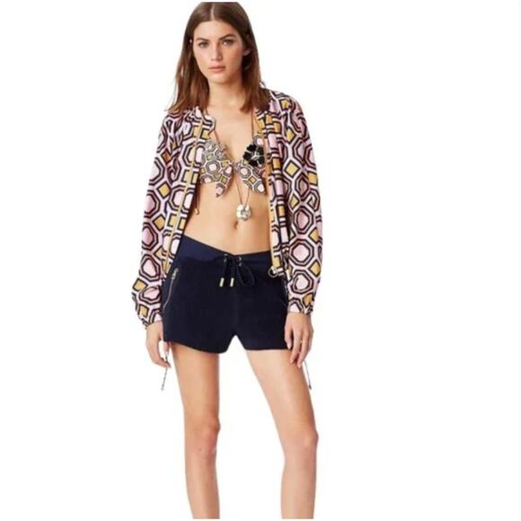 NWT Tory Burch Navy Josie Terry Cloth W/Gold Accent Shorts - SIZE  8 - Picture 4 of 10